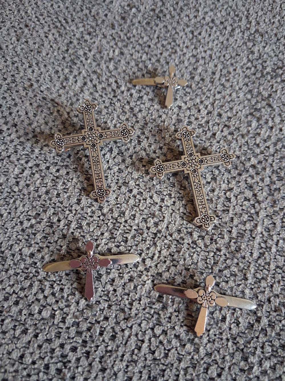 Silver Decorative Cross Binder Fasteners - Set of 5